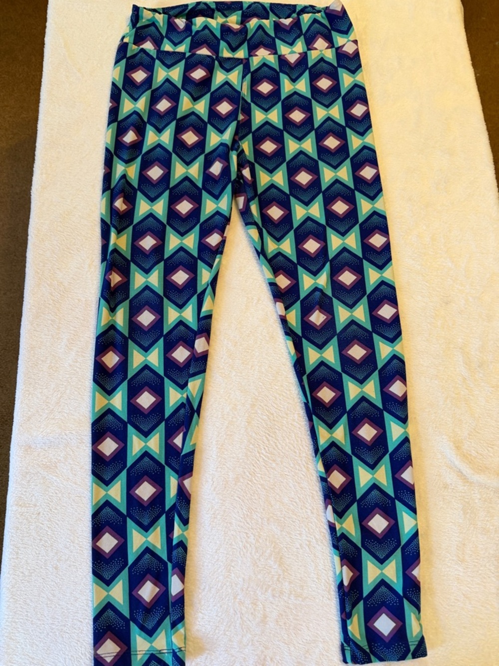 LuLaRoe Geometric Leggings in Navy, Teal & Purple